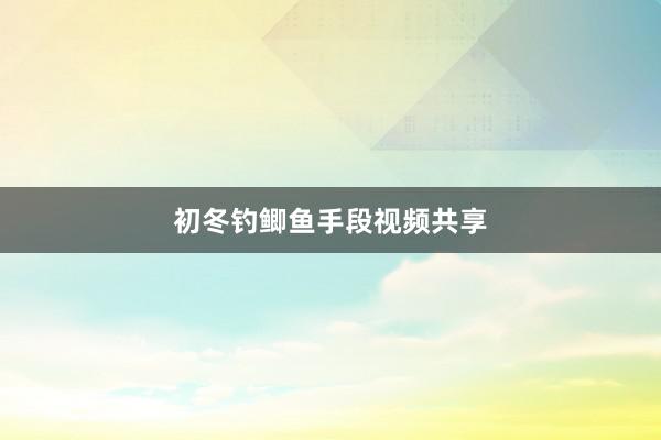 初冬钓鲫鱼手段视频共享
